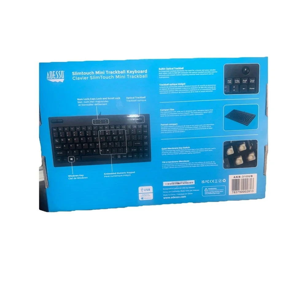 Adesso AKB-310UB Mini Trackball Keyboard (AKB310UB)‎